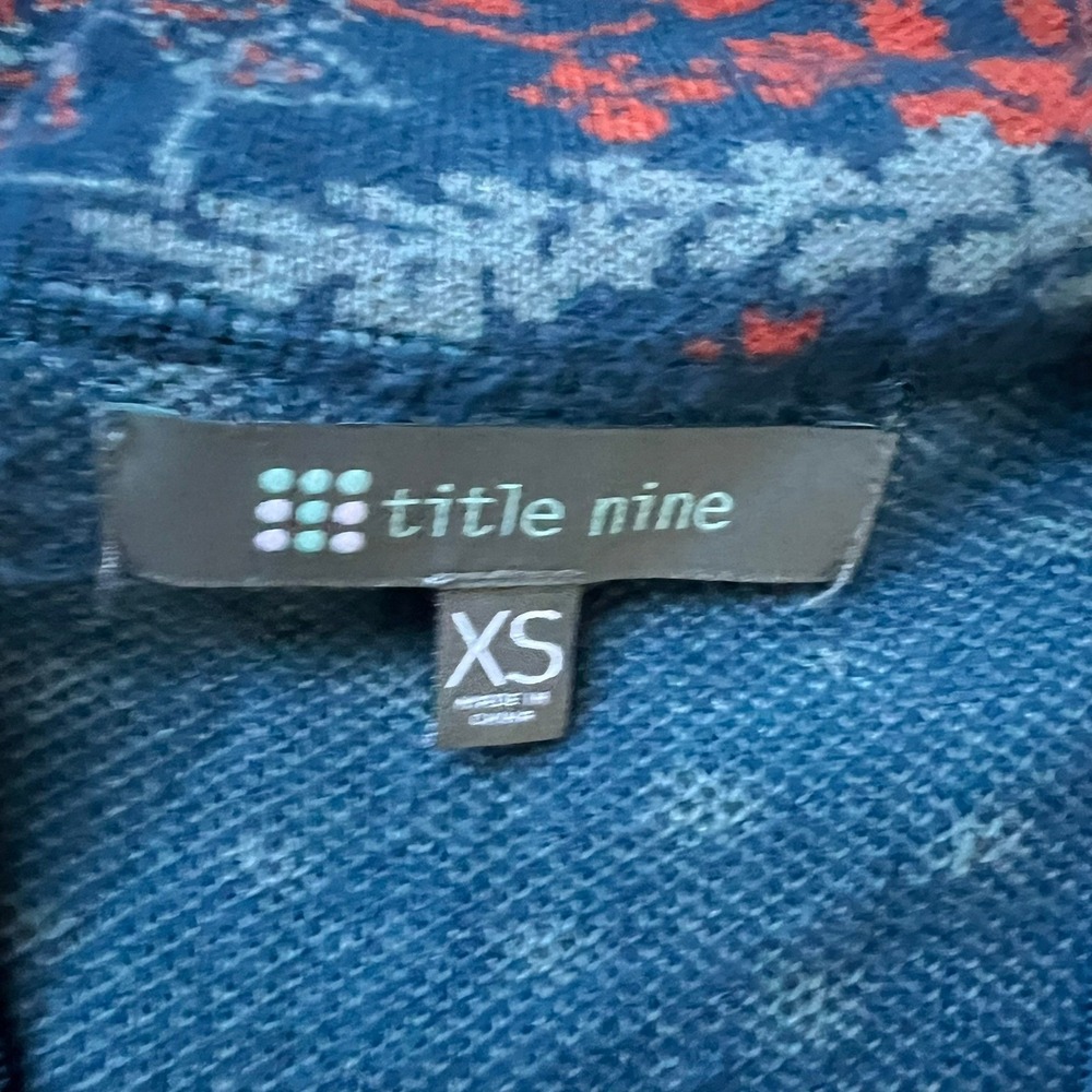 Title Nine Merino Wool Blend Floral Dot Print Quarter Zip Pullover XS Base Layer - Picture 6 of 9